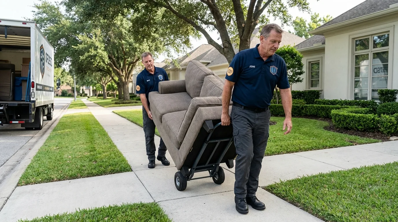 Local residential moving crew loading furniture in Hanover, MN